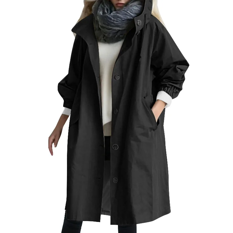 Getadme 2 Trench Coat For Women Elegant Windbreaker Hooded Coat Winter Jacket Loose Outwear Korean Style Abrigos Para Mujeres