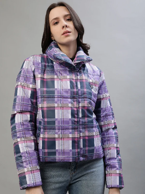 Iconic Women Multi Checked Collar Jacket