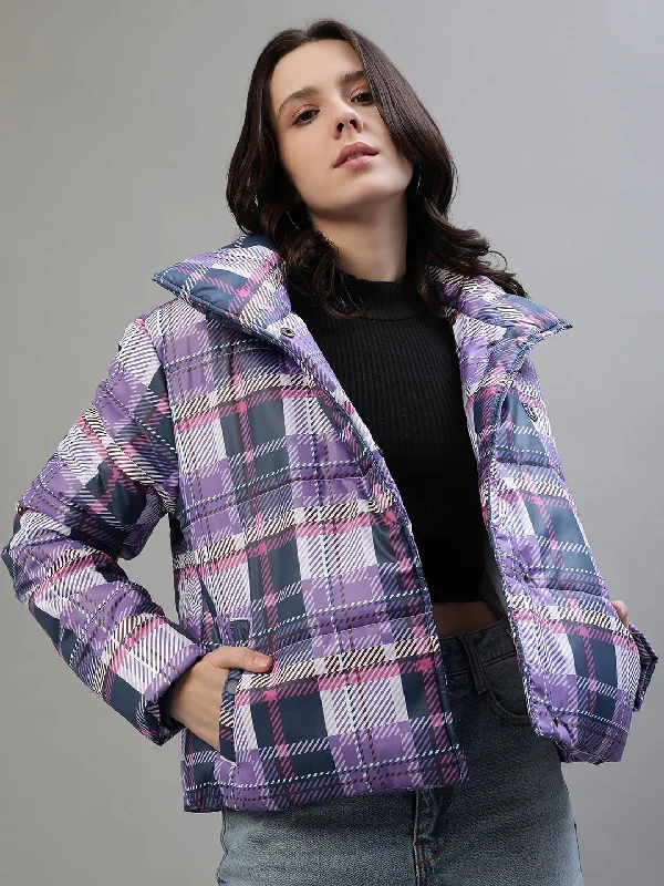 Iconic Women Multi Checked Collar Jacket