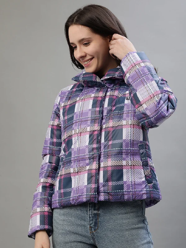 Iconic Women Multi Checked Collar Jacket