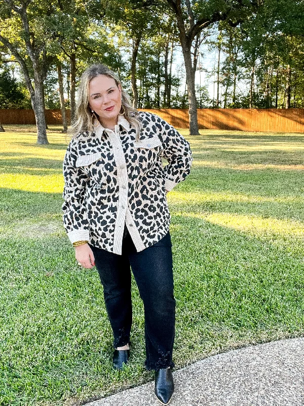 Quick To Cuddle Leopard Print Corduroy Jacket in Beige