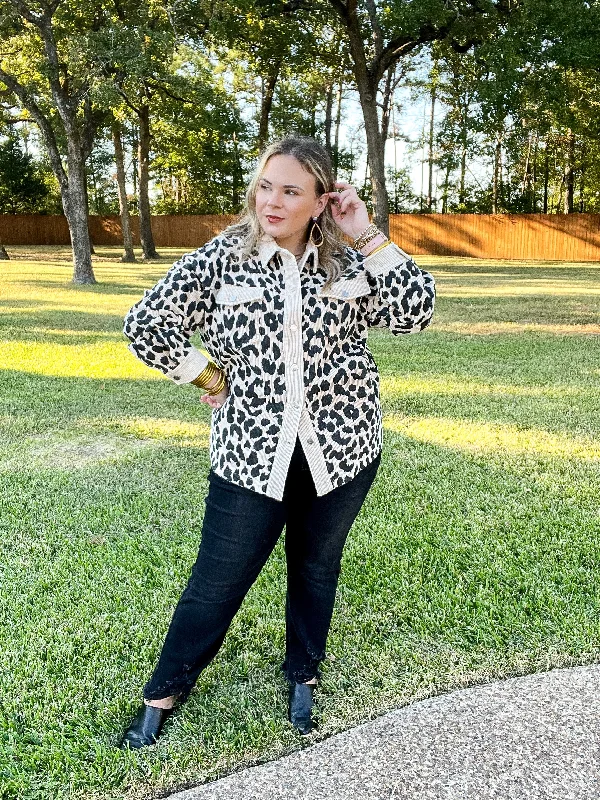 Quick To Cuddle Leopard Print Corduroy Jacket in Beige