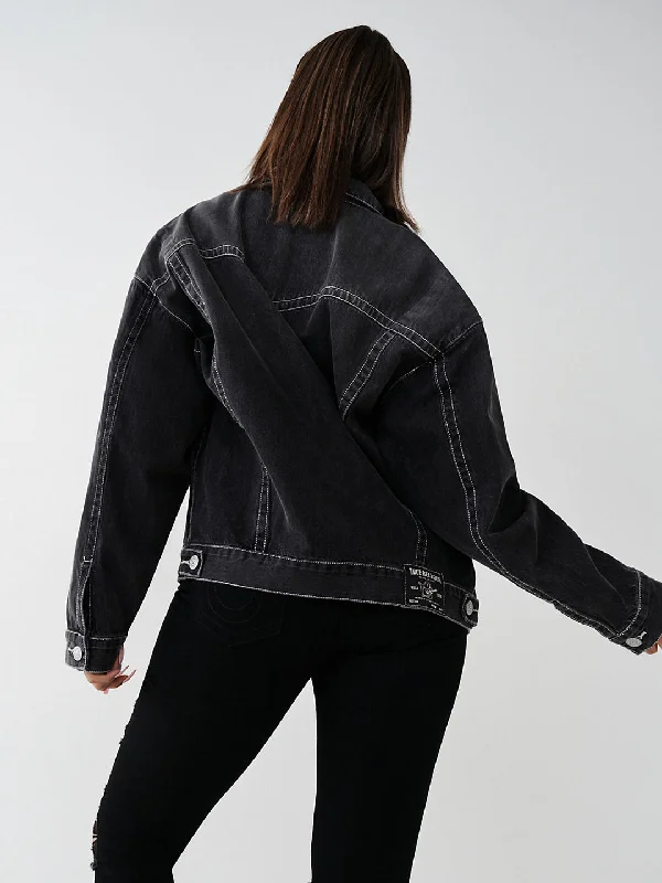 True Religion Black Jimmy Relaxed Fit Denim Jacket