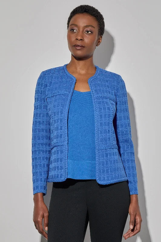 Braided Trim Textured Knit Jacket