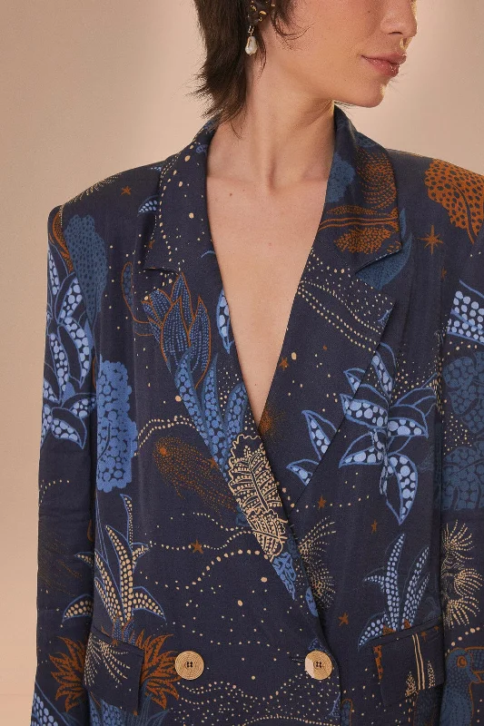 Navy Blue Night Jungle Blazer