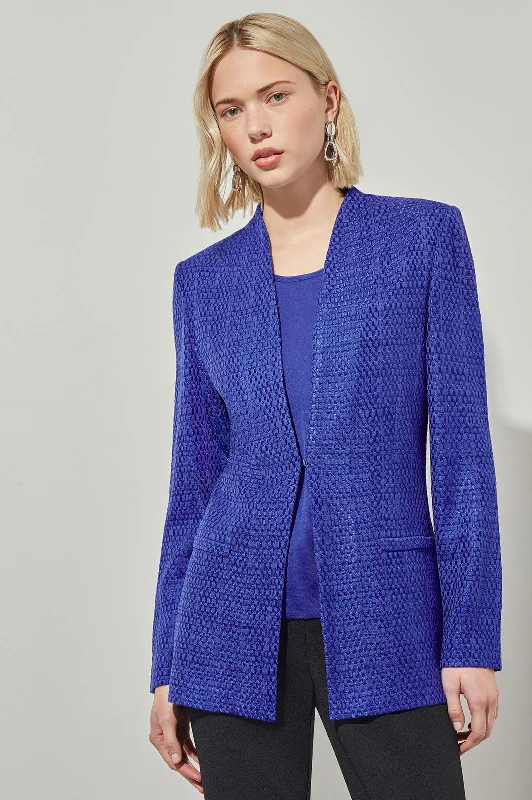 Plus Size Tailored Jacket - Modified Mandarin Collar Knit