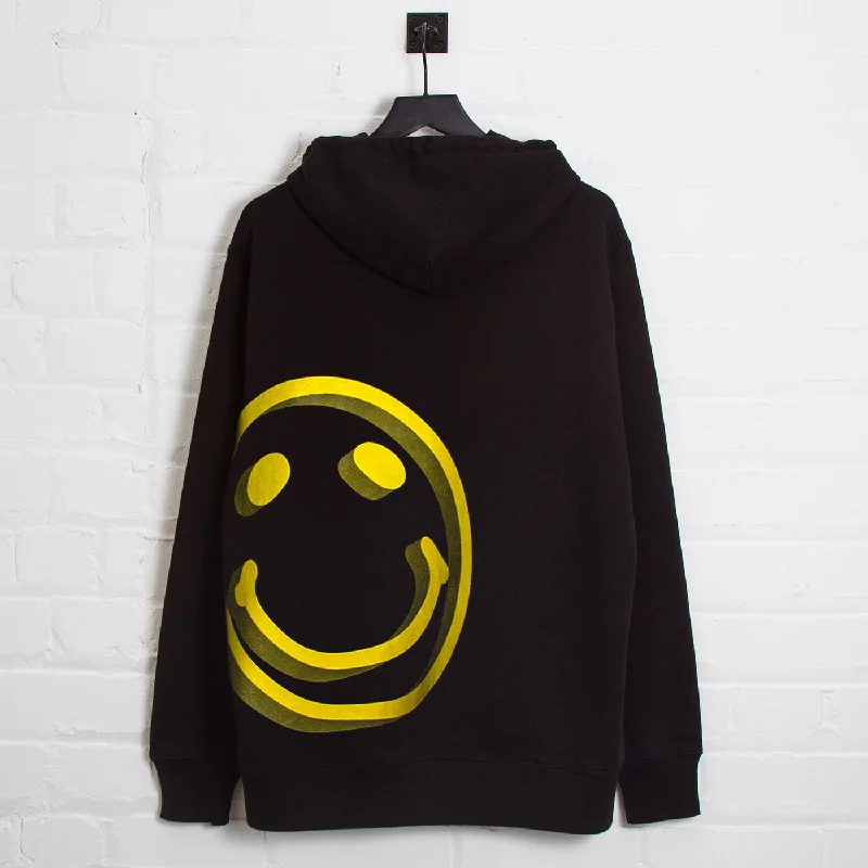 3D Side Smiley - Pullover Hood - Black