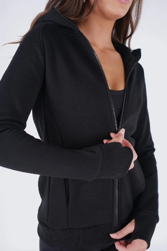 Power Zip Up Hoodie - Black