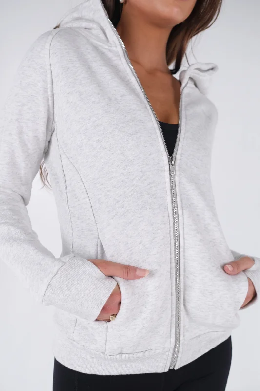 Power Zip Up Hoodie - Grey Marl