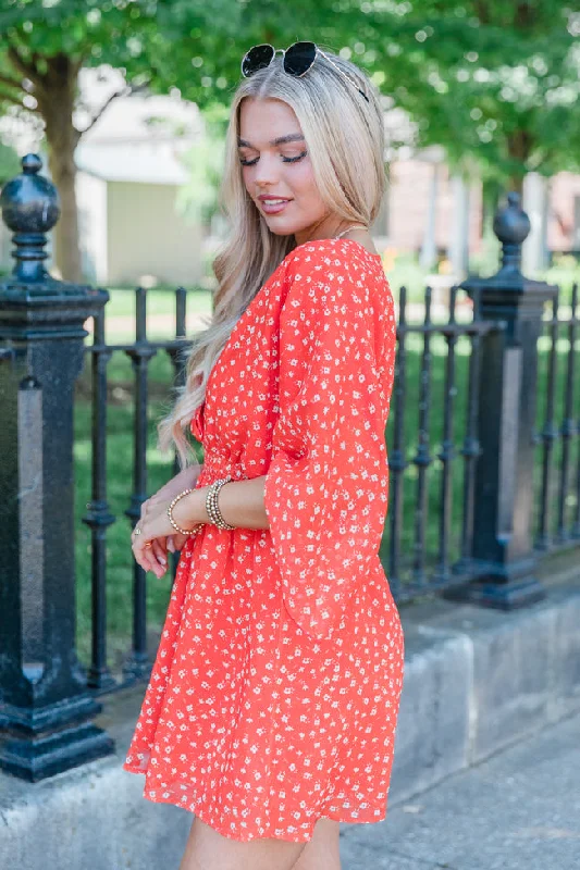 Let's Face It Red Printed Mini Dress