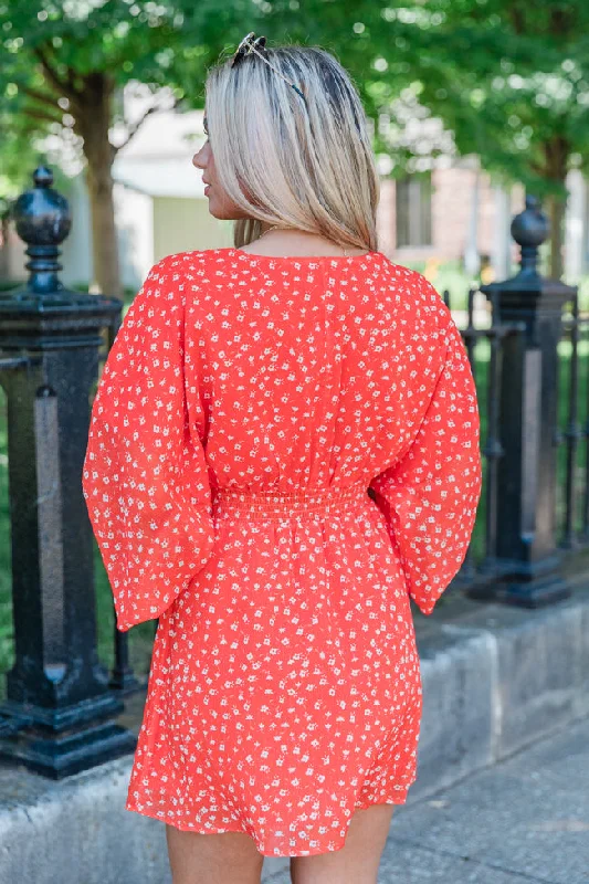 Let's Face It Red Printed Mini Dress