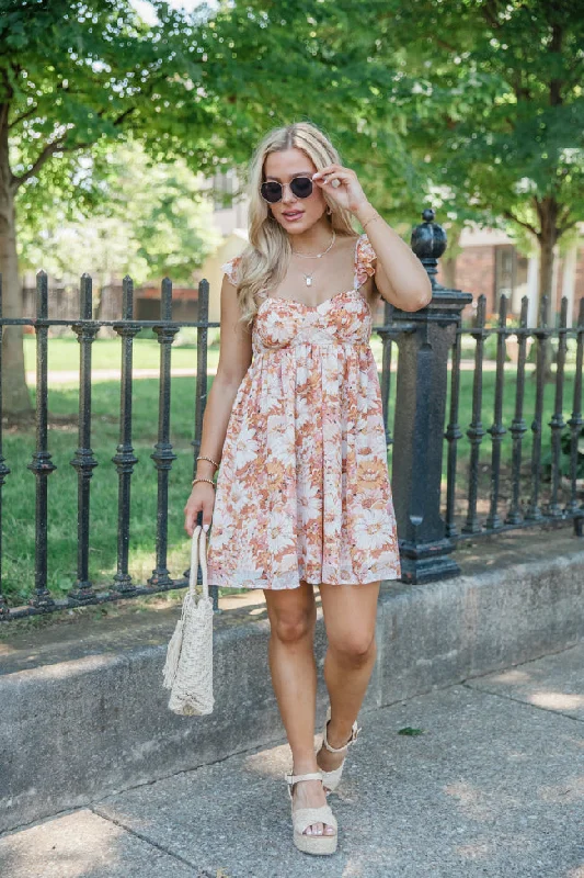 On The Way Home Multi Printed Frill Shoulder Mini Dress