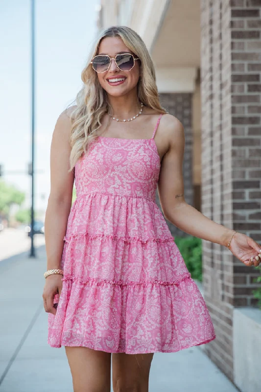 Stick To The Plan Pink Printed Casual Mini Dress