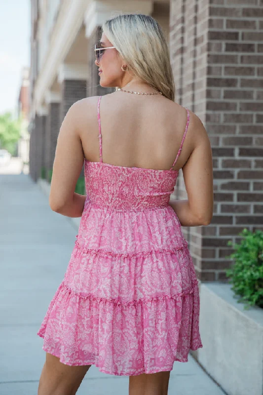 Stick To The Plan Pink Printed Casual Mini Dress