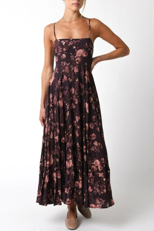 Waitlist 9/20 ♥ Tara Sleeveless Floral Print Maxi Dress Brown