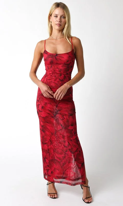 Waitlist 8/25 ♥ Maggie Sleeveless Floral Print Maxi Dress Red