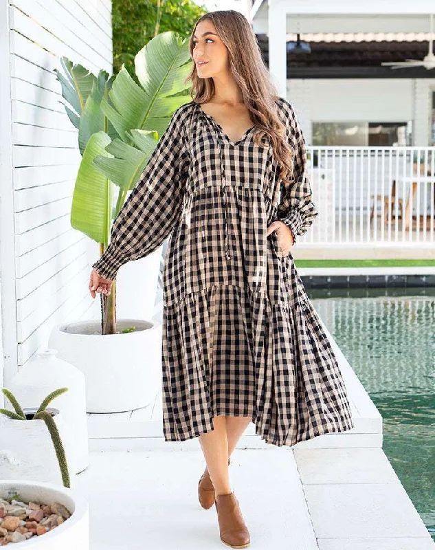 BEE MADDISON - Tiered gingham  midi dress! 10-12