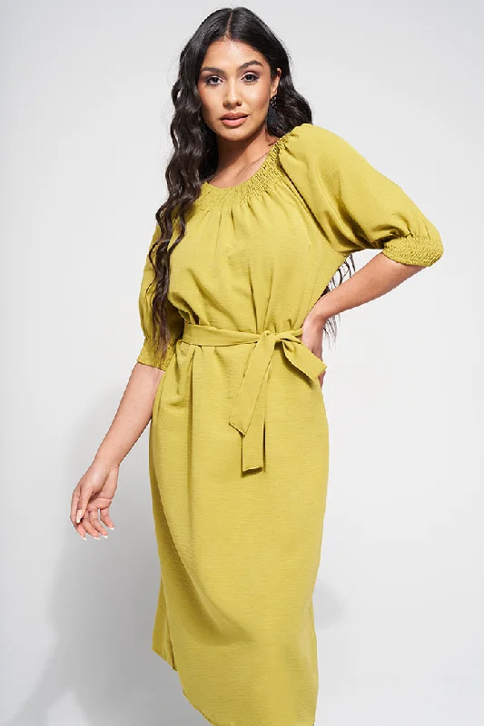 High Neck Midi Dress