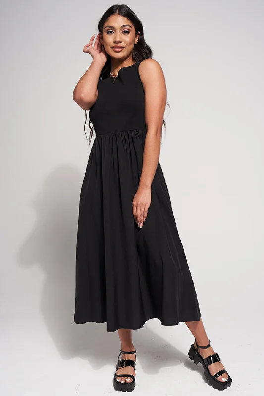 High Neck Midi Dress