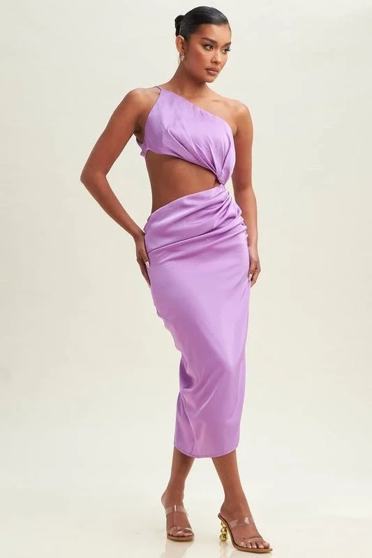 Lavender cut out midi dress