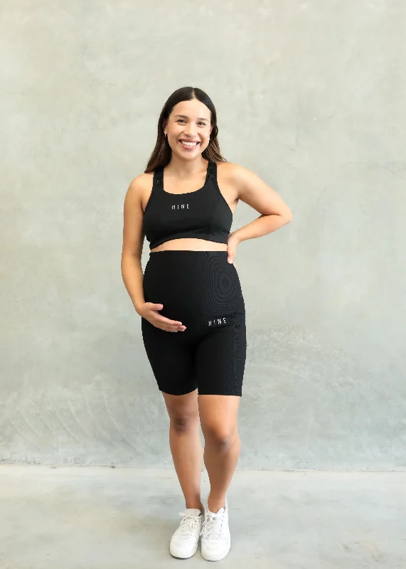 RIBBED MATERNITY BIKE SHORT ONYX