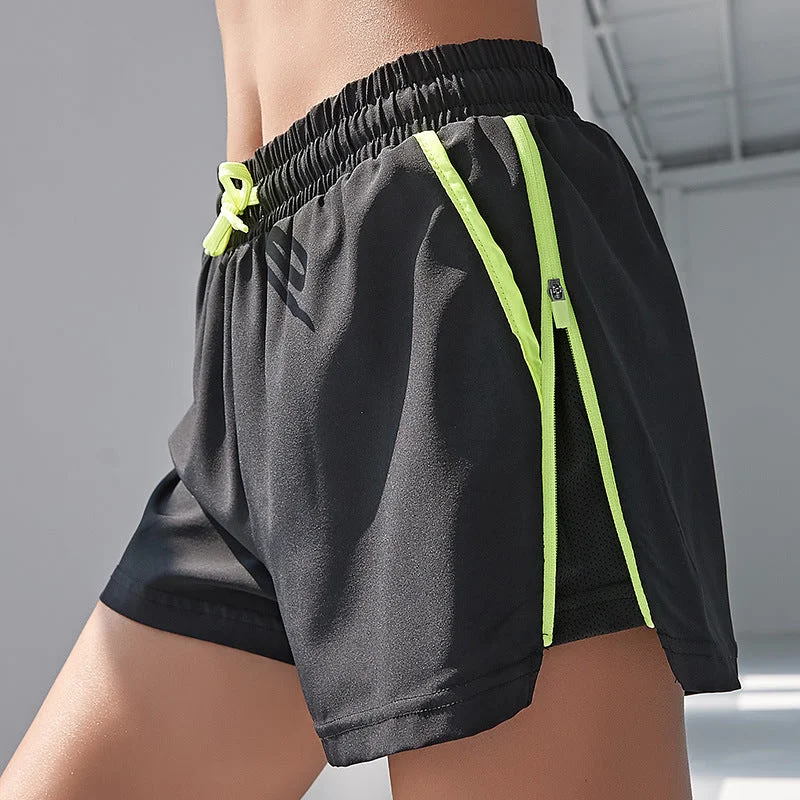 Women's 2-In-1 Zipper Running Shorts