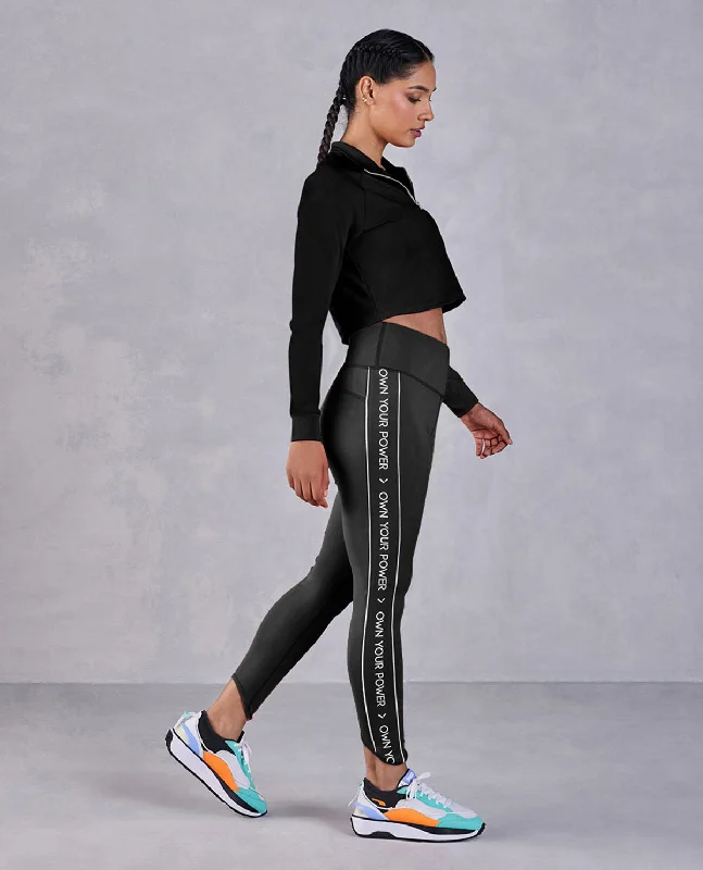 Full Sleeve Running Top & High Waisted Leggings In Second Skin Fabric Black