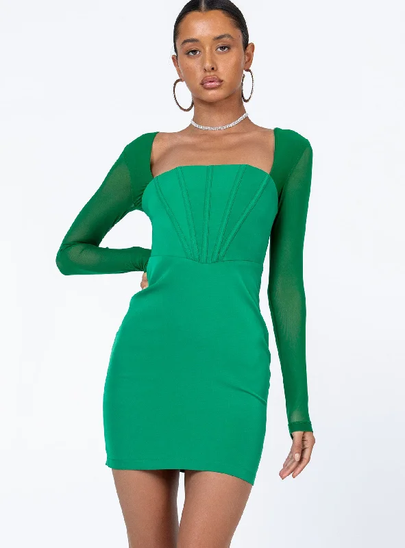 austin-long-sleeve-mini-dress-green