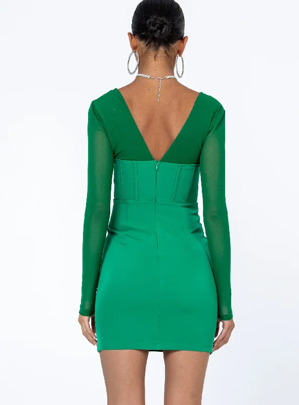 austin-long-sleeve-mini-dress-green