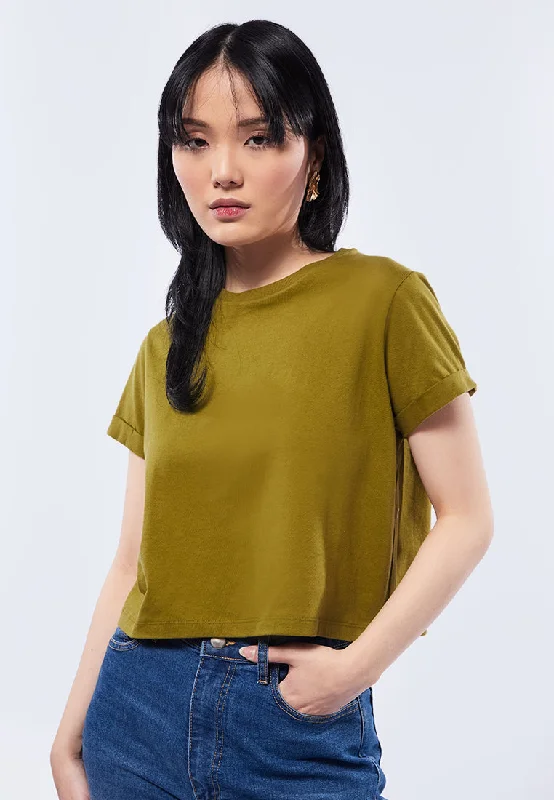 Basic Cropped Cotton T-Shirt