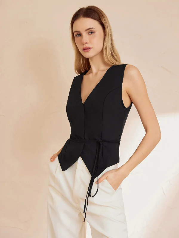 Basic Knotted V Neck Waistcoat