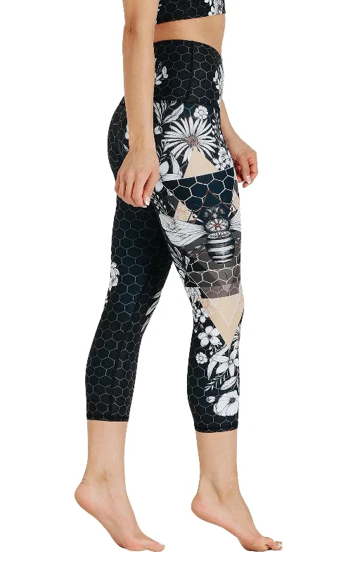 Yoga Democracy Beeloved Blackout Printed Yoga Crops