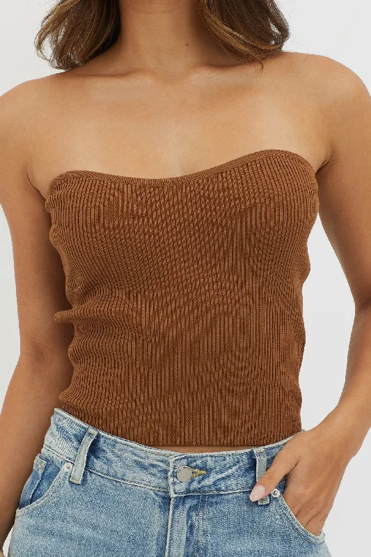 flora-strapless-knit-top-chocolate