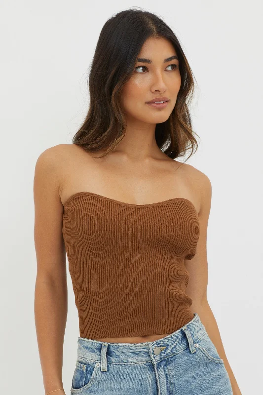 flora-strapless-knit-top-chocolate