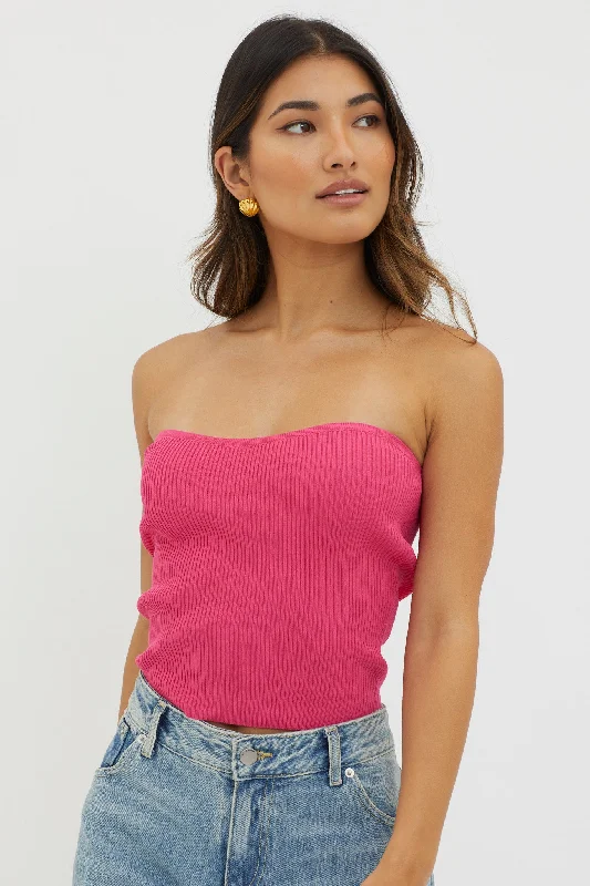 flora-strapless-knit-top-hot-pink