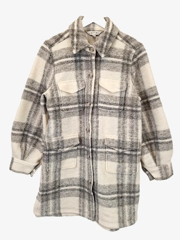 Forever New Checked Winter Fluffy Shacket Jacket Size 10