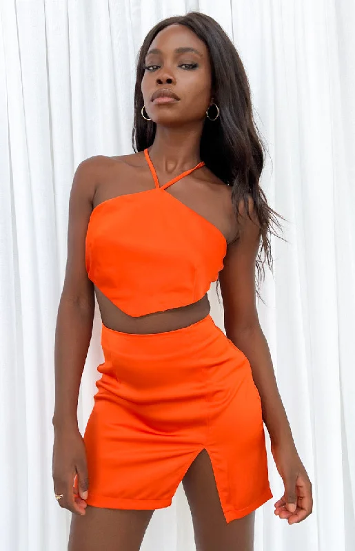 gina-orange-satin-halter-top