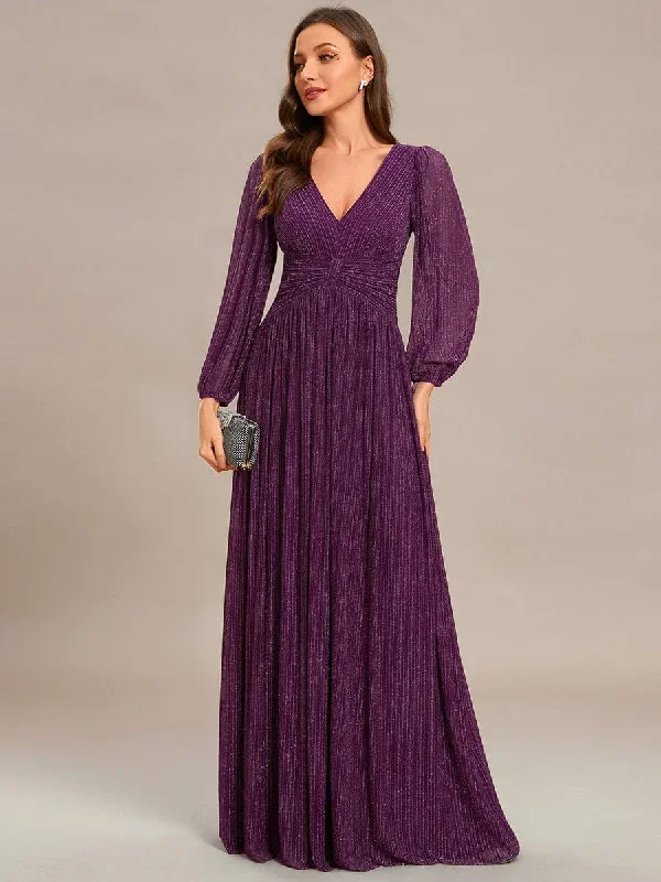 glittery-empire-waist-long-lantern-sleeves-a-line-evening-dress-ee01961