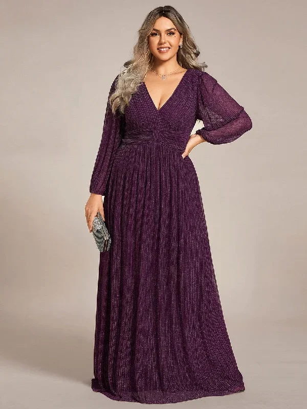 glittery-empire-waist-long-lantern-sleeves-a-line-evening-dress-ee01961