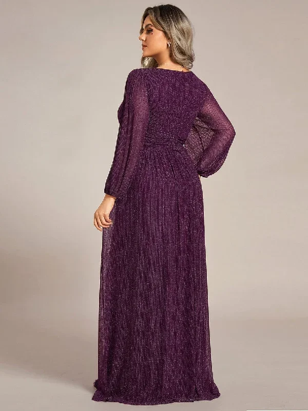 glittery-empire-waist-long-lantern-sleeves-a-line-evening-dress-ee01961