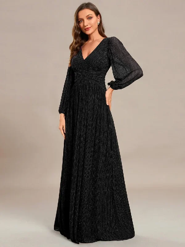 glittery-empire-waist-long-lantern-sleeves-a-line-evening-dress-ee01961