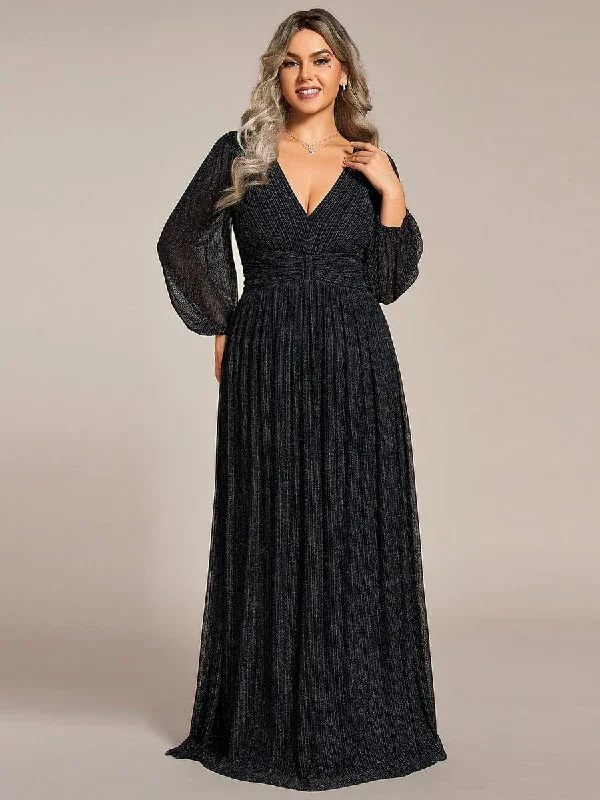 glittery-empire-waist-long-lantern-sleeves-a-line-evening-dress-ee01961