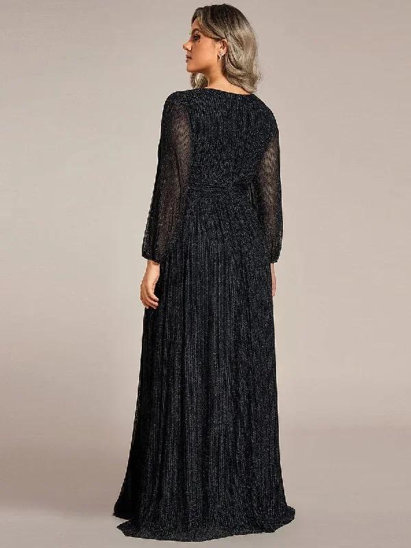 glittery-empire-waist-long-lantern-sleeves-a-line-evening-dress-ee01961