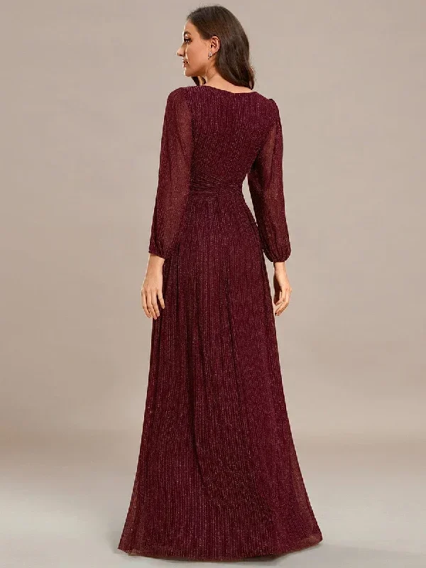 glittery-empire-waist-long-lantern-sleeves-a-line-evening-dress-ee01961