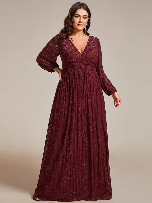 glittery-empire-waist-long-lantern-sleeves-a-line-evening-dress-ee01961