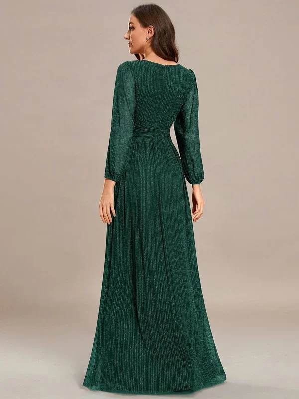 glittery-empire-waist-long-lantern-sleeves-a-line-evening-dress-ee01961