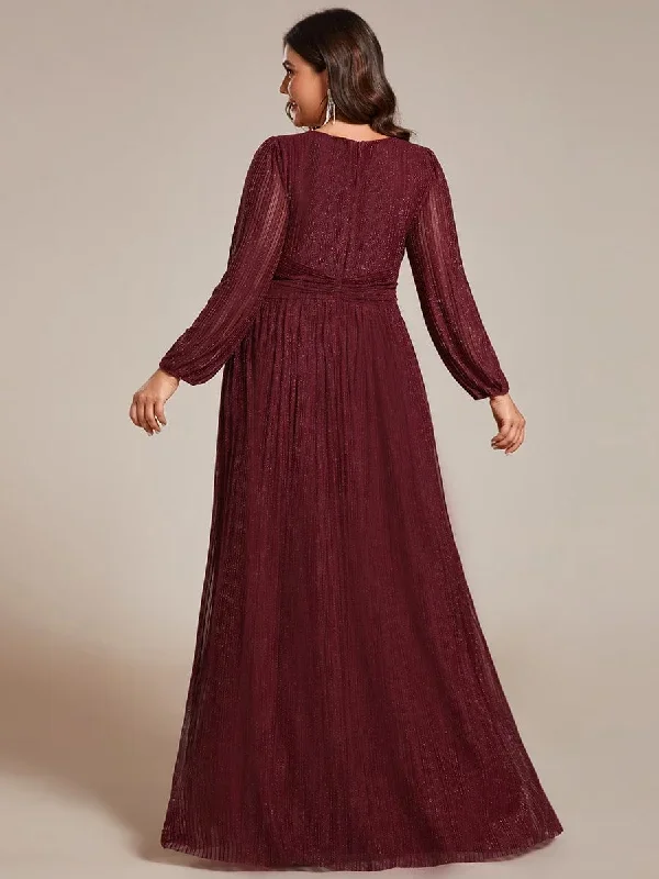 glittery-empire-waist-long-lantern-sleeves-a-line-evening-dress-ee01961