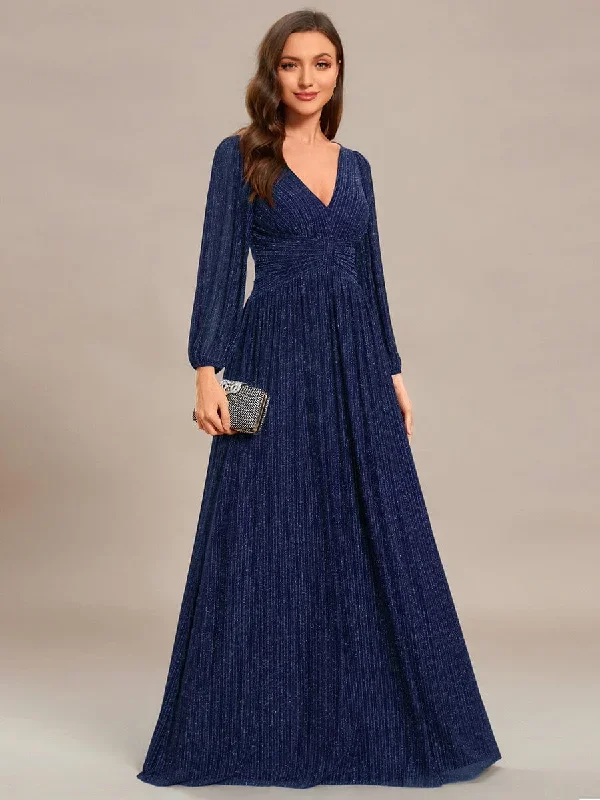 glittery-empire-waist-long-lantern-sleeves-a-line-evening-dress-ee01961