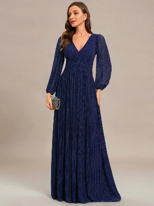 glittery-empire-waist-long-lantern-sleeves-a-line-evening-dress-ee01961