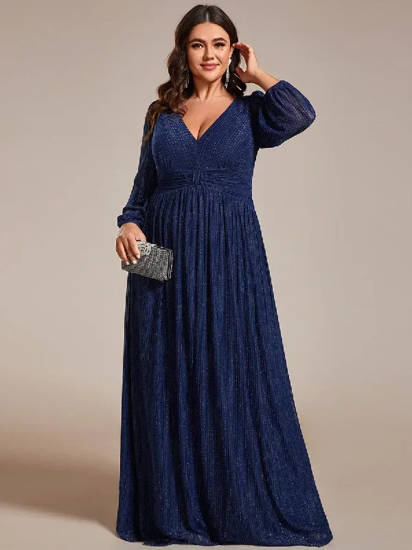 glittery-empire-waist-long-lantern-sleeves-a-line-evening-dress-ee01961